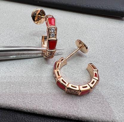[Violet JW]SERPENTI CARNELIAN PINK GOLD EARRINGS