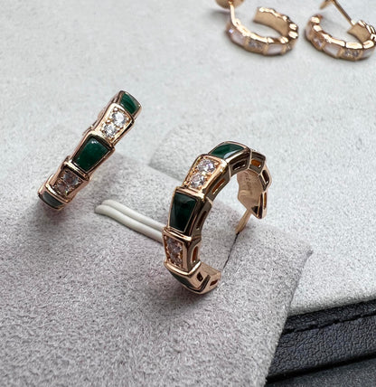 [Violet JW]SERPENTI MALACHITE PINK GOLD EARRINGS