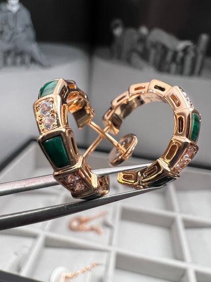 [Violet JW]SERPENTI MALACHITE PINK GOLD EARRINGS