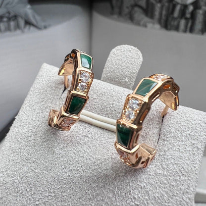[Violet JW]SERPENTI MALACHITE PINK GOLD EARRINGS