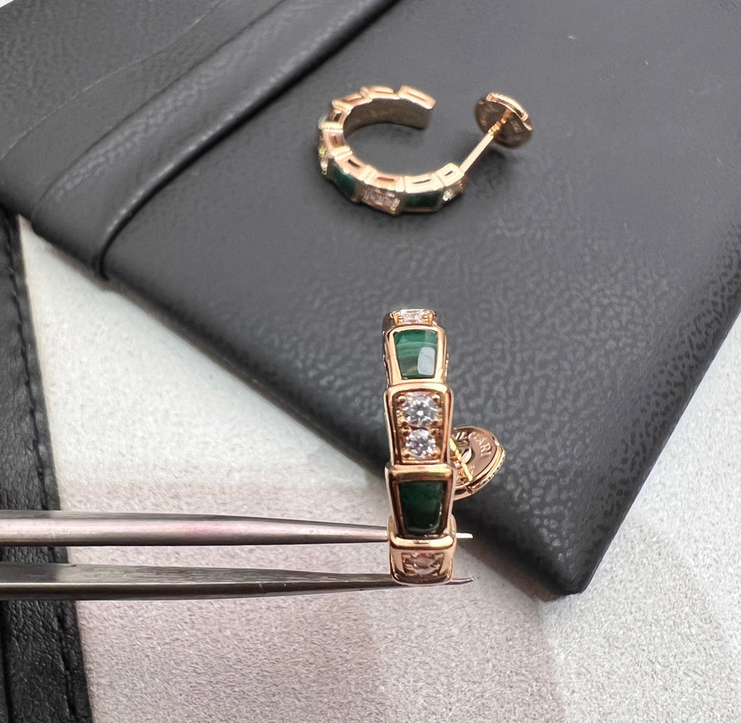 [Violet JW]SERPENTI MALACHITE PINK GOLD EARRINGS
