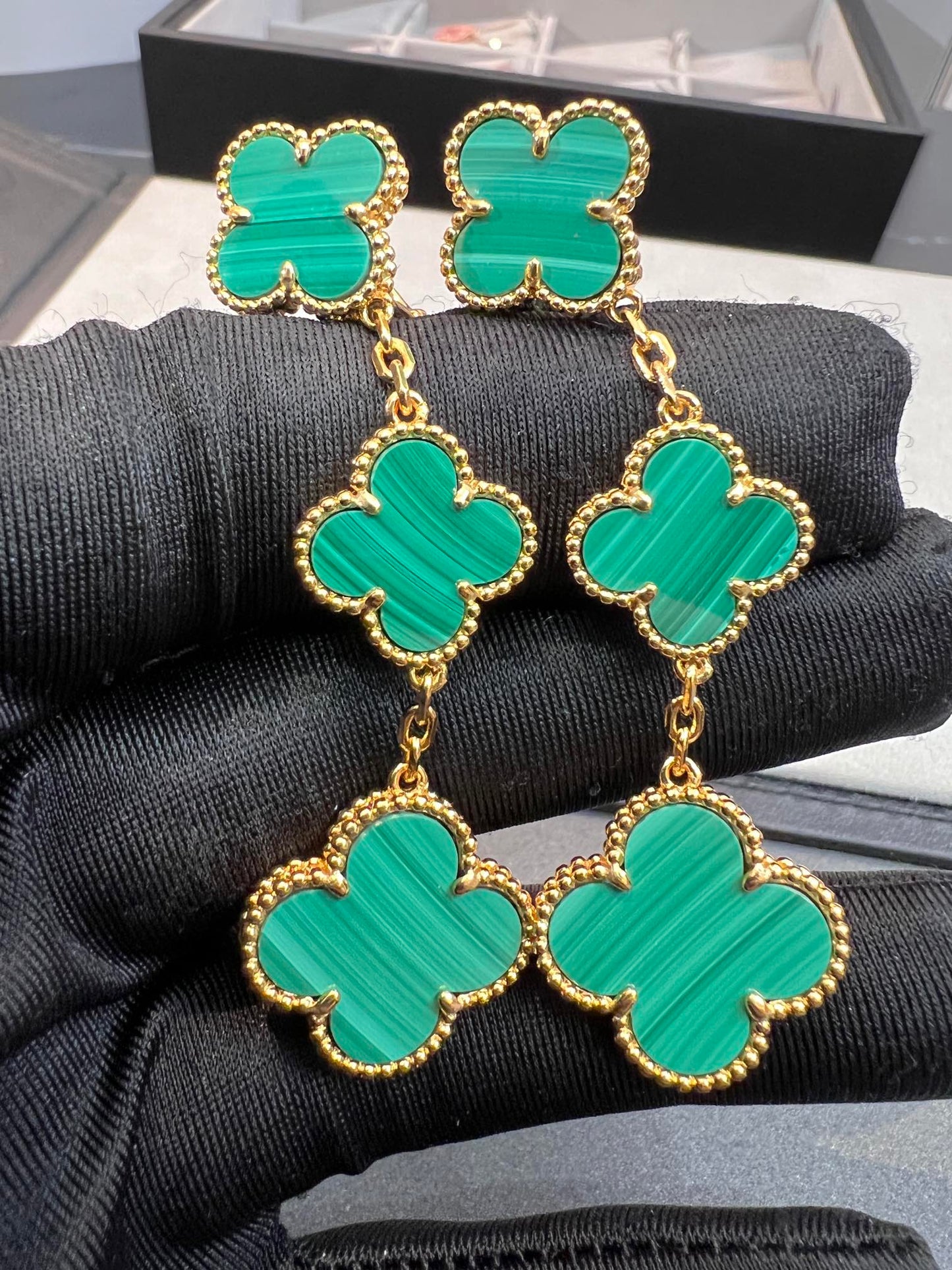 [Violet JW]CLOVER MALACHITE 3 MOTIFS GOLD