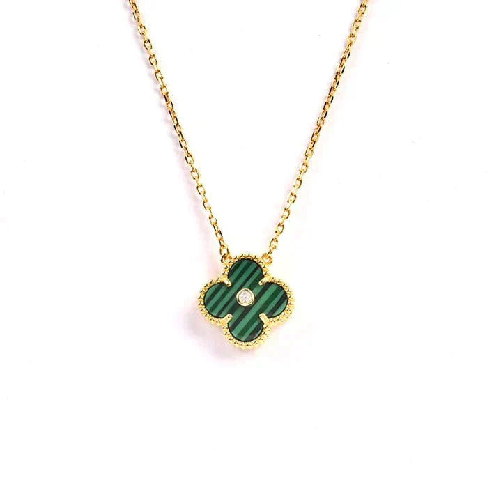 [Violet JW]CLOVER 15MM DIAMOND TURQUOISE NECKLACE
