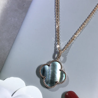 [Violet JW]CLOVER 25MM GOLD DARK MOP BIG CLOVER NECKLACE