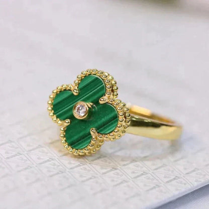 [Violet JW]CLOVER MALACHITE RING GOLD DIAMOND