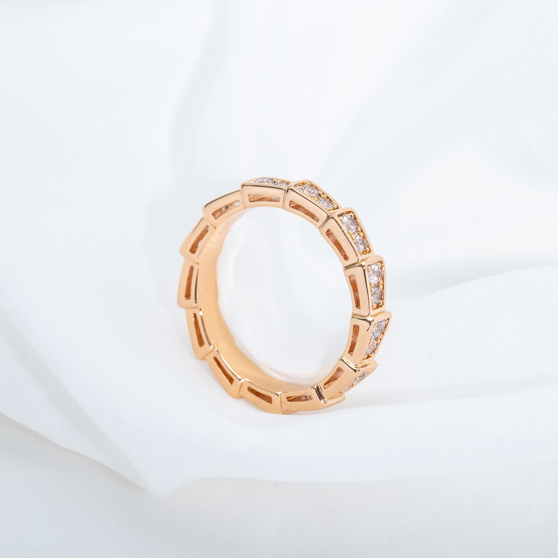 [Violet JW]SERPENTI RING PINK GOLD DIAMOND PAVED 3MM