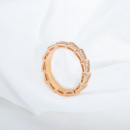 [Violet JW]SERPENTI RING PINK GOLD DIAMOND PAVED 3MM