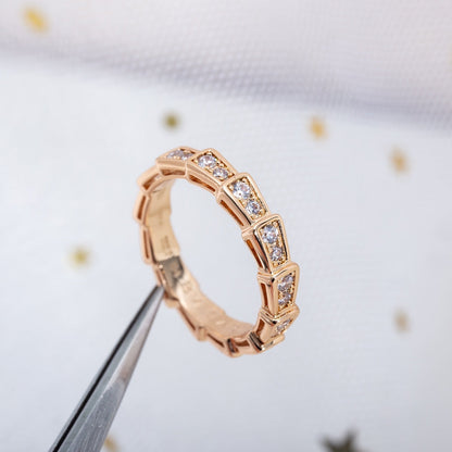 [Violet JW]SERPENTI RING PINK GOLD DIAMOND PAVED 3MM