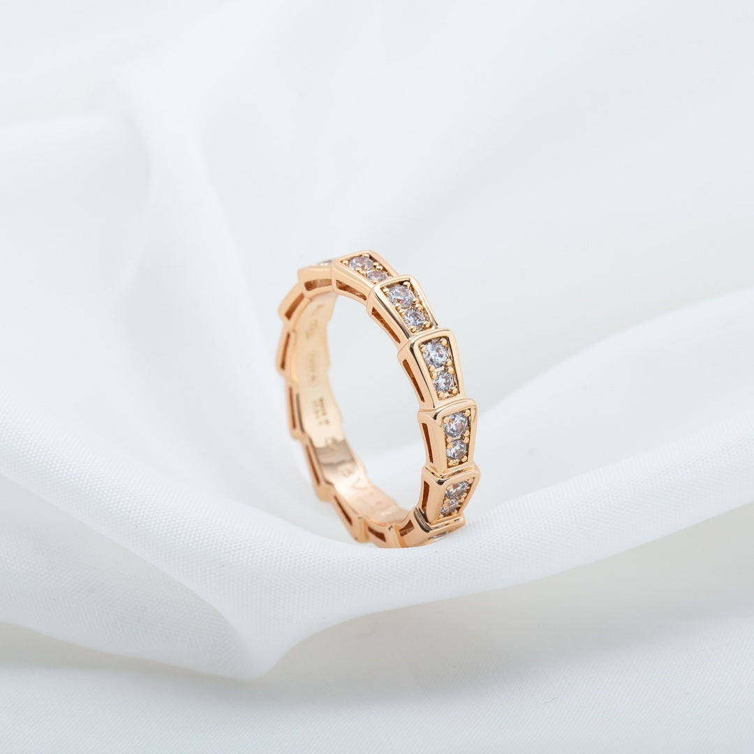 [Violet JW]SERPENTI RING PINK GOLD DIAMOND PAVED 3MM
