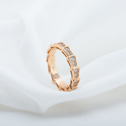 [Violet JW]SERPENTI RING PINK GOLD DIAMOND PAVED 3MM