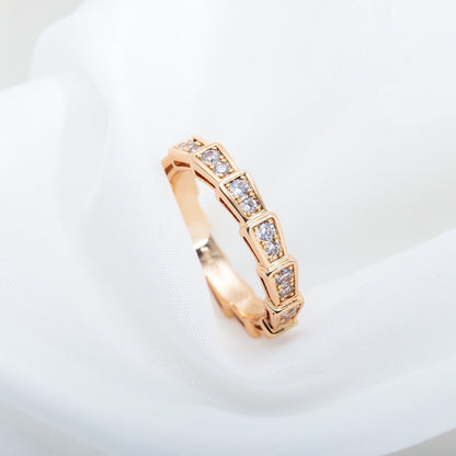 [Violet JW]SERPENTI RING PINK GOLD DIAMOND PAVED 3MM