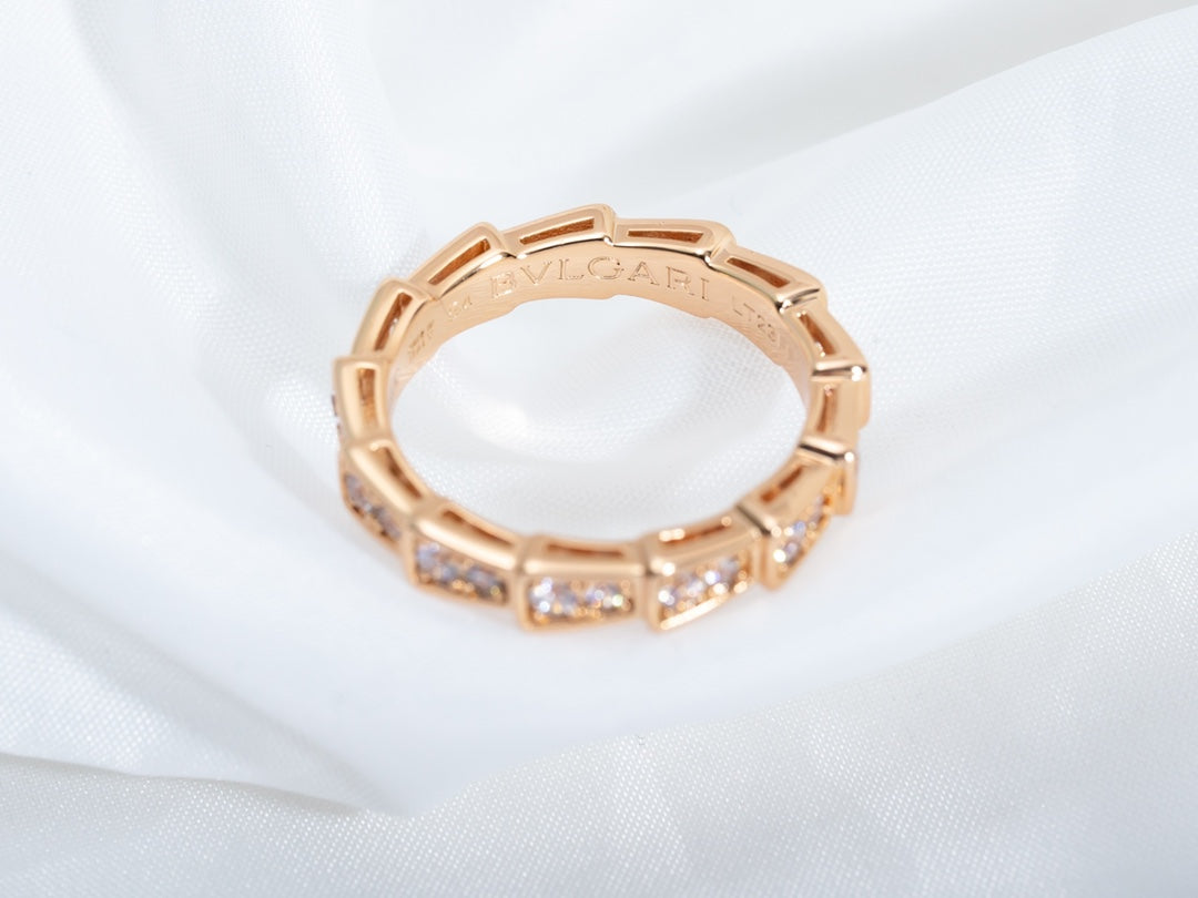 [Violet JW]SERPENTI RING PINK GOLD DIAMOND PAVED 3MM