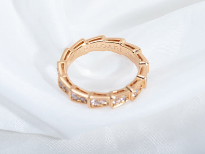 [Violet JW]SERPENTI RING PINK GOLD DIAMOND PAVED 3MM