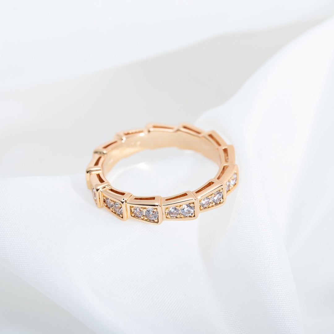 [Violet JW]SERPENTI RING PINK GOLD DIAMOND PAVED 3MM