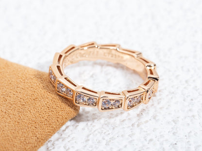 [Violet JW]SERPENTI RING PINK GOLD DIAMOND PAVED 3MM