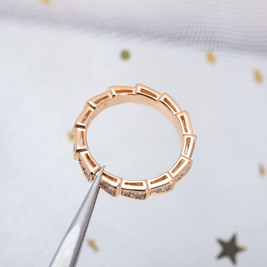 [Violet JW]SERPENTI RING PINK GOLD DIAMOND PAVED 3MM