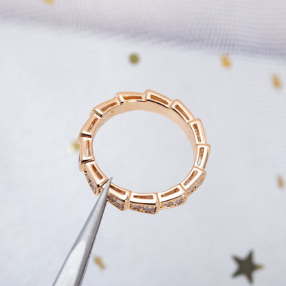 [Violet JW]SERPENTI RING PINK GOLD DIAMOND PAVED 3MM
