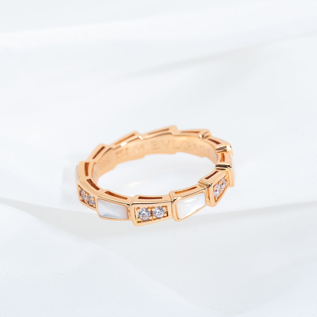 [Violet JW]SERPENTI RING PINK GOLD DIAMOND MOP 3MM