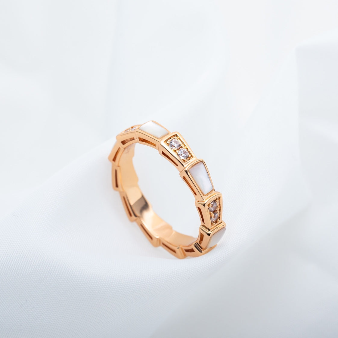 [Violet JW]SERPENTI RING PINK GOLD DIAMOND MOP 3MM