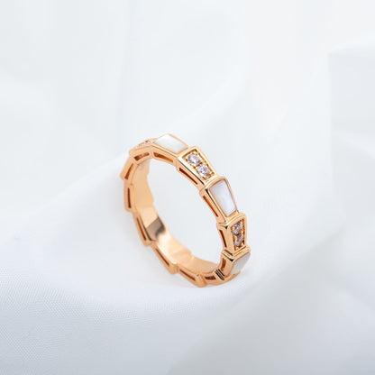 [Violet JW]SERPENTI RING PINK GOLD DIAMOND MOP 3MM