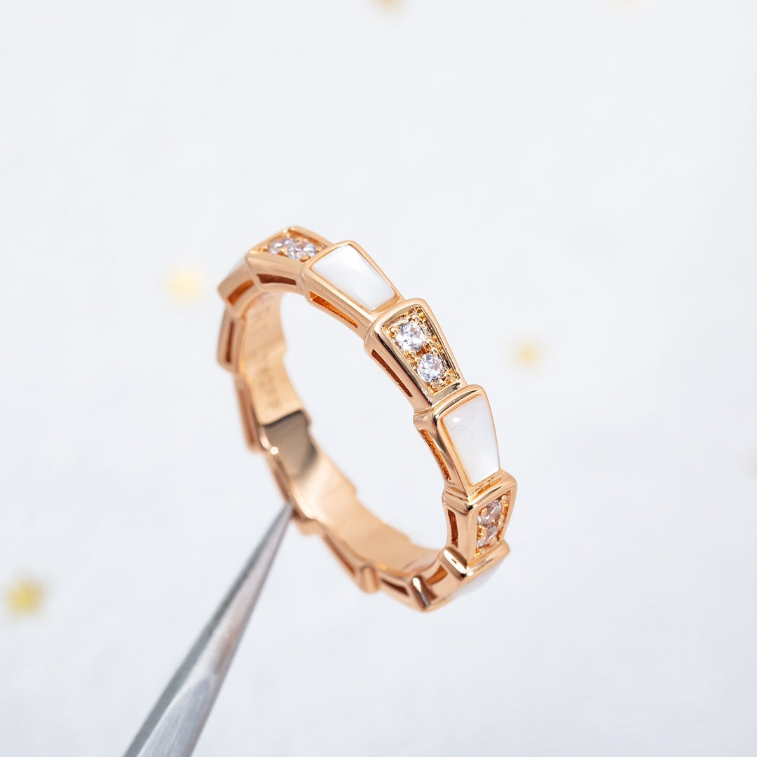 [Violet JW]SERPENTI RING PINK GOLD DIAMOND MOP 3MM