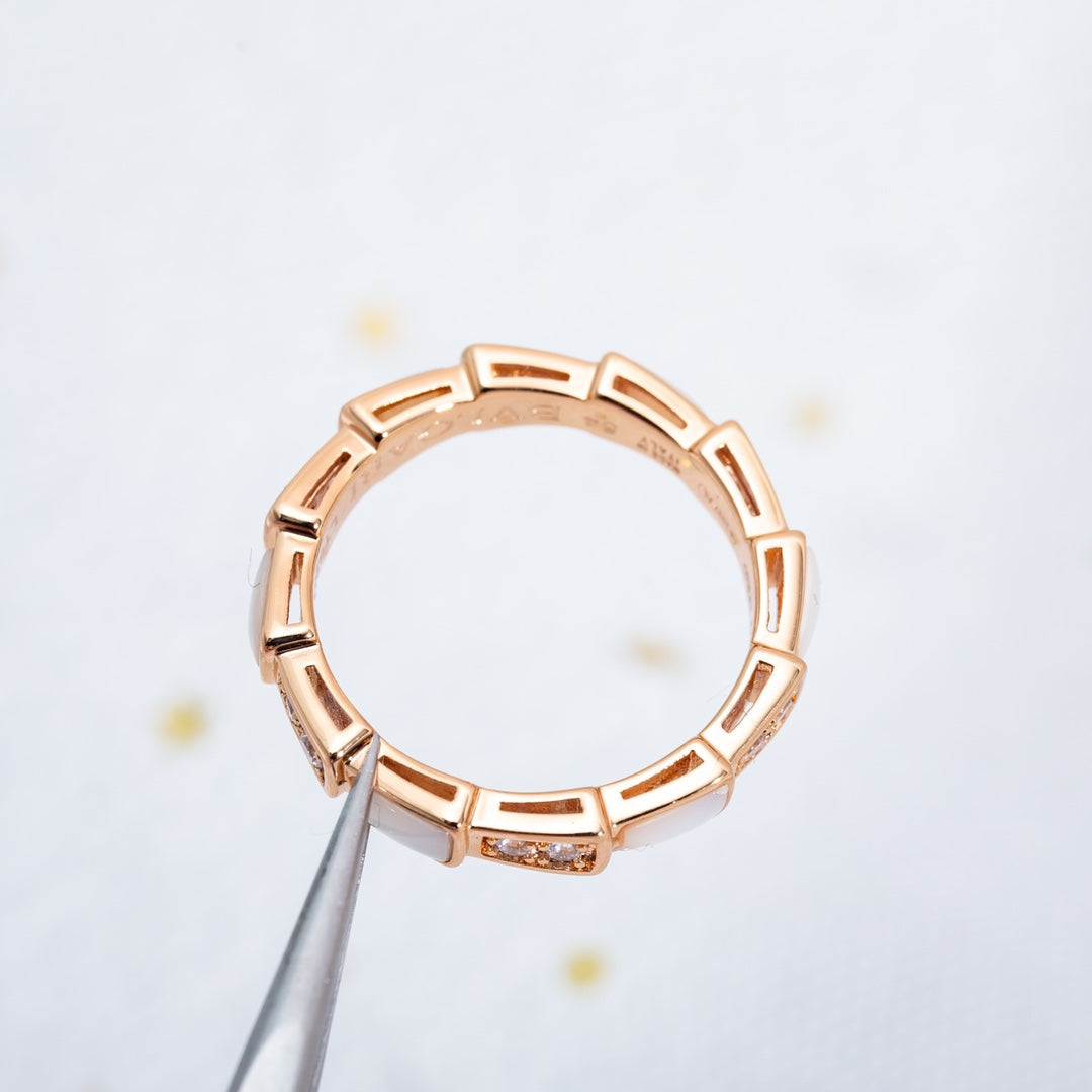 [Violet JW]SERPENTI RING PINK GOLD DIAMOND MOP 3MM