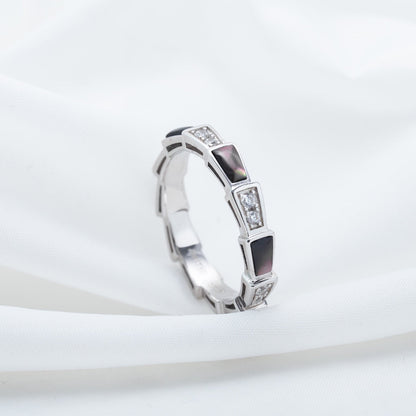 [Violet JW]SERPENTI RING SILVER  DIAMOND BLACK MOP 3MM