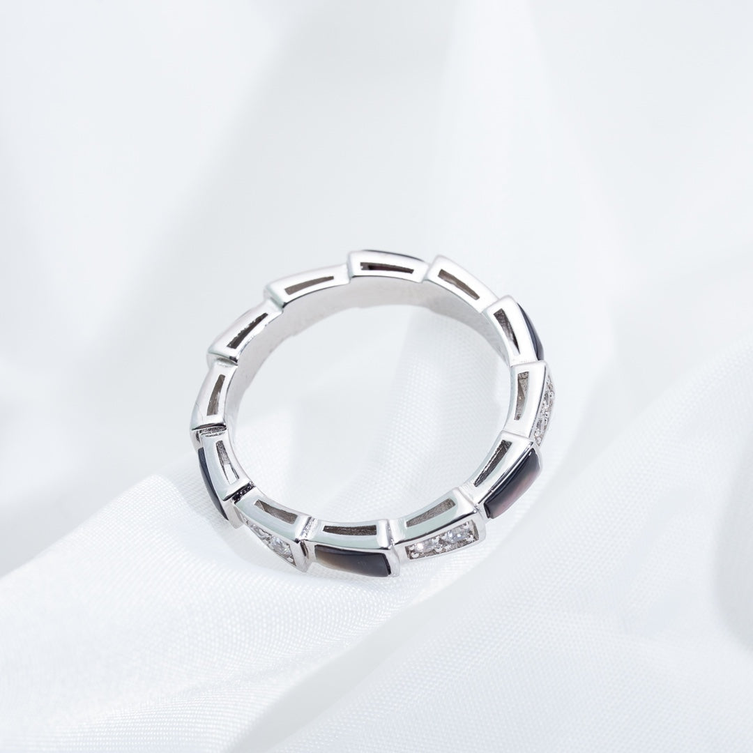 [Violet JW]SERPENTI RING SILVER  DIAMOND BLACK MOP 3MM