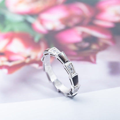 [Violet JW]SERPENTI RING SILVER  DIAMOND BLACK MOP 3MM