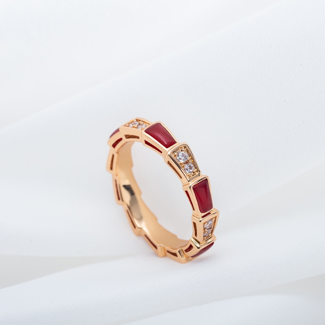 [Violet JW]SERPENTI RING PINK GOLD CARNELIAN DIAMOND 3MM