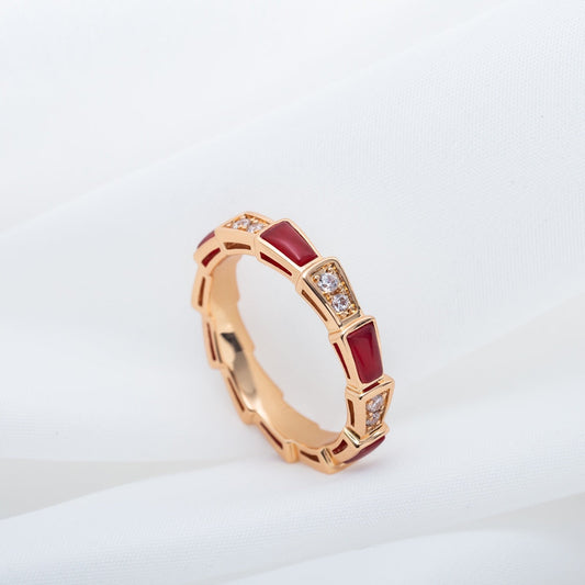 [Violet JW]SERPENTI RING PINK GOLD CARNELIAN DIAMOND 3MM