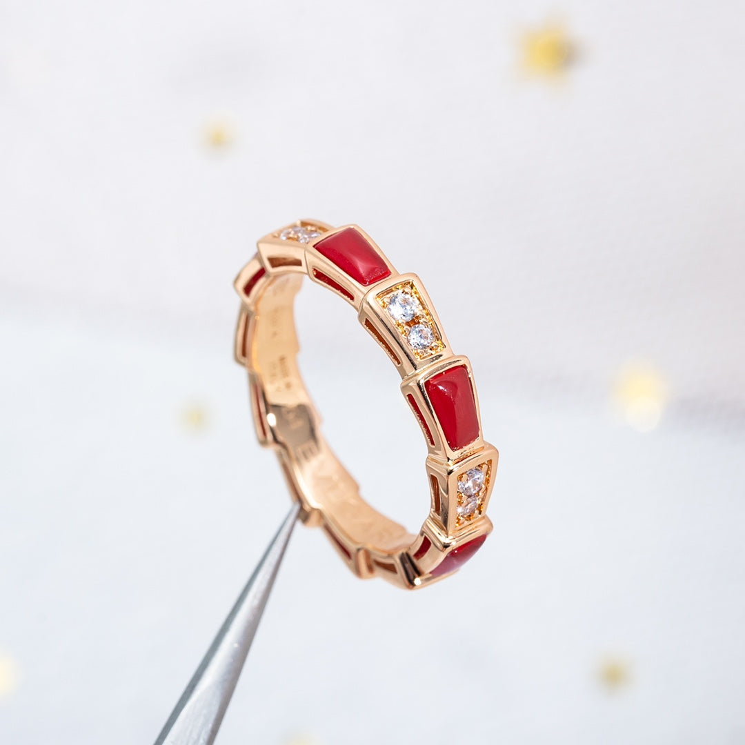 [Violet JW]SERPENTI RING PINK GOLD CARNELIAN DIAMOND 3MM