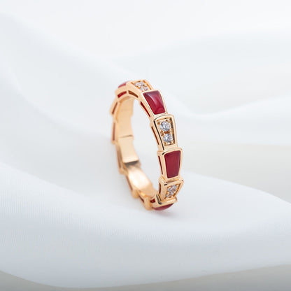 [Violet JW]SERPENTI RING PINK GOLD CARNELIAN DIAMOND 3MM