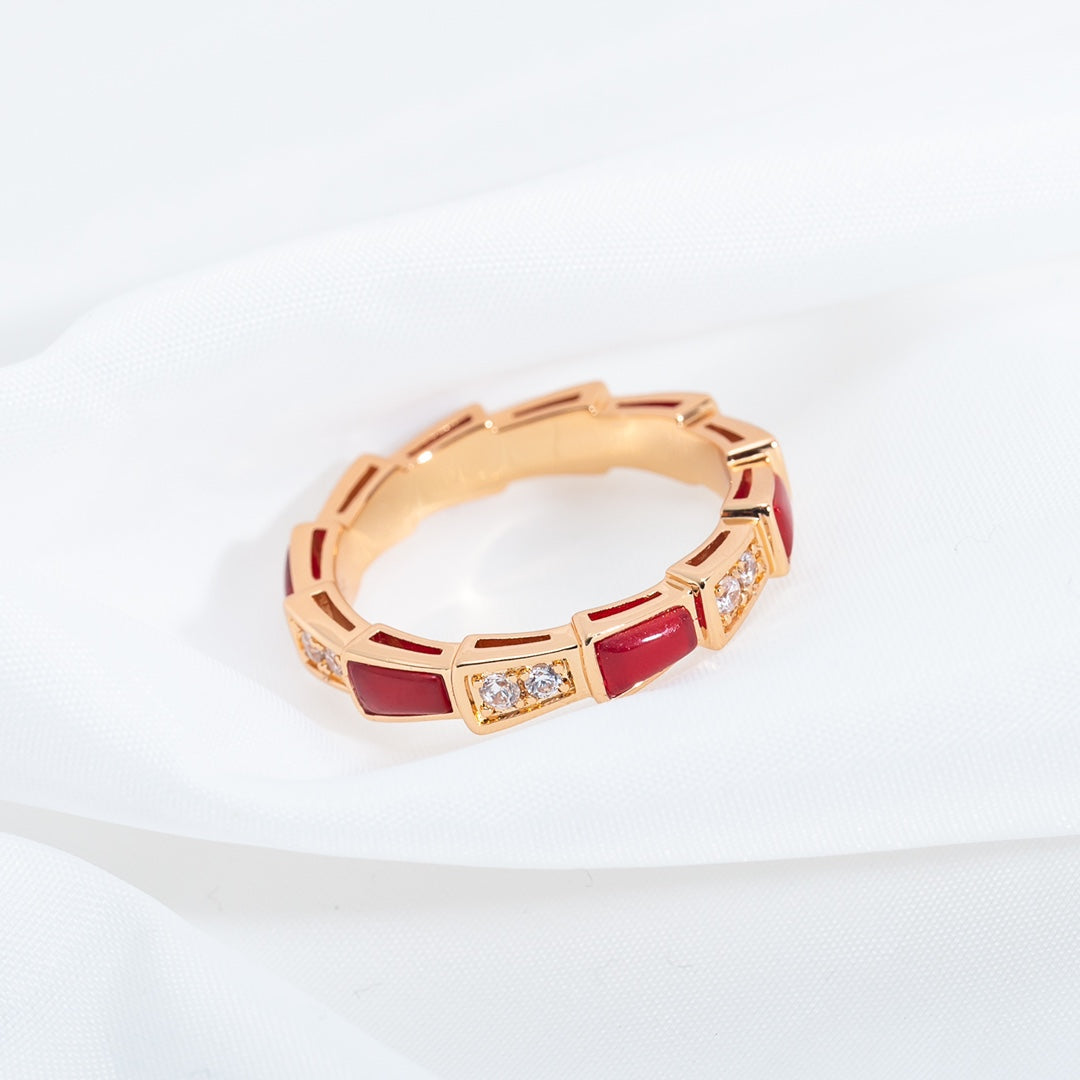 [Violet JW]SERPENTI RING PINK GOLD CARNELIAN DIAMOND 3MM