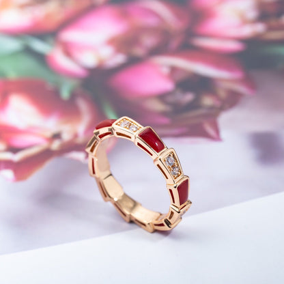 [Violet JW]SERPENTI RING PINK GOLD CARNELIAN DIAMOND 3MM