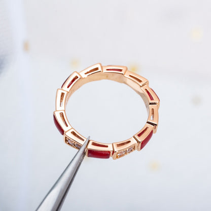 [Violet JW]SERPENTI RING PINK GOLD CARNELIAN DIAMOND 3MM