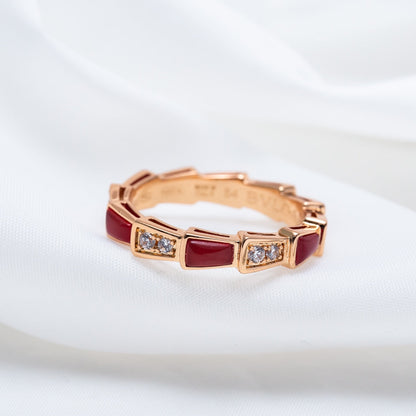 [Violet JW]SERPENTI RING PINK GOLD CARNELIAN DIAMOND 3MM
