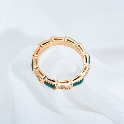[Violet JW]SERPENTI RING PINK GOLD MALACHITE DIAMOND 3MM