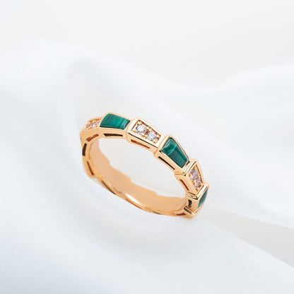 [Violet JW]SERPENTI RING PINK GOLD MALACHITE DIAMOND 3MM