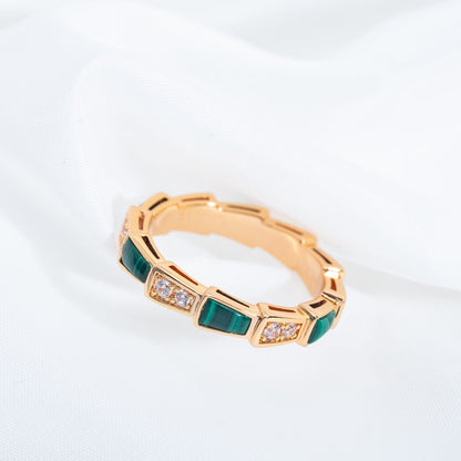 [Violet JW]SERPENTI RING PINK GOLD MALACHITE DIAMOND 3MM