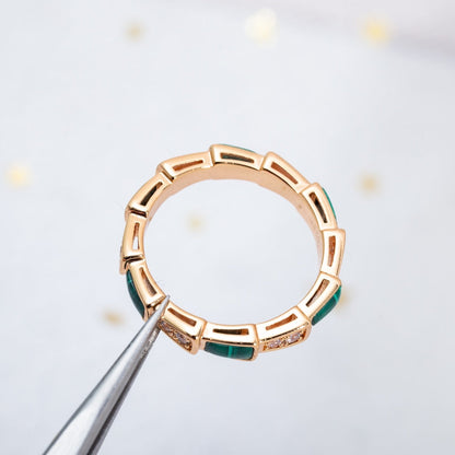 [Violet JW]SERPENTI RING PINK GOLD MALACHITE DIAMOND 3MM
