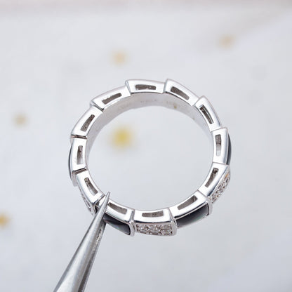 [Violet JW]SERPENTI RING SILVER DIAMOND BLACK MOP 4MM
