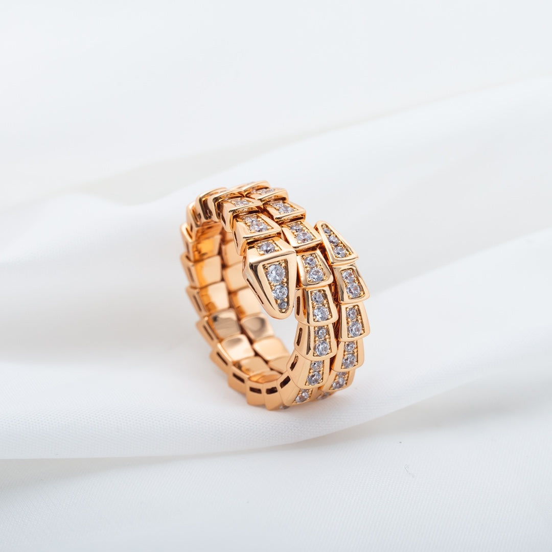 [Violet JW]SERPENTI RING PINK GOLD DIAMOND DOUBLE ROW