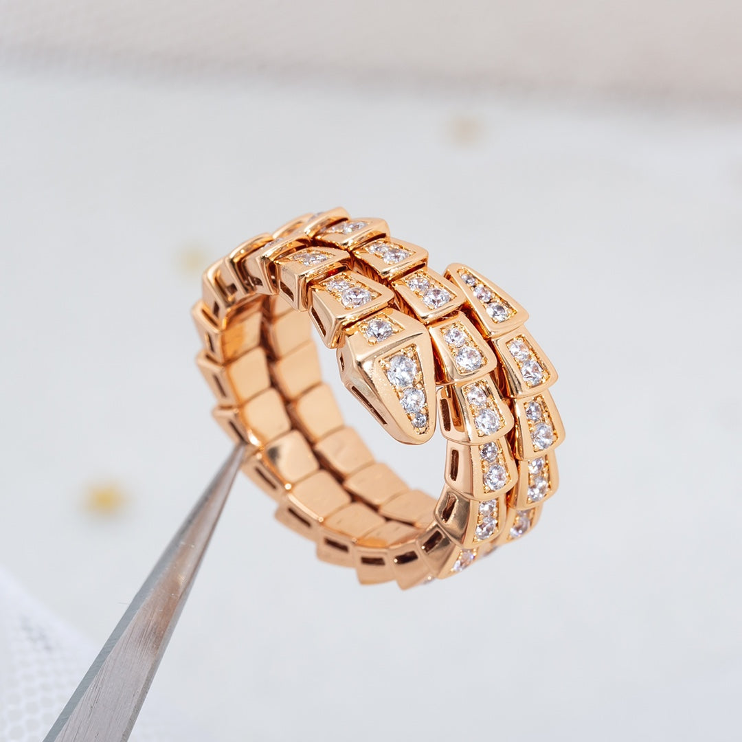 [Violet JW]SERPENTI RING PINK GOLD DIAMOND DOUBLE ROW