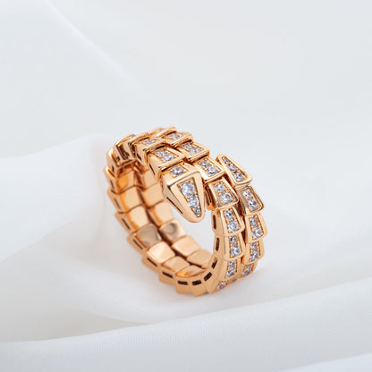 [Violet JW]SERPENTI RING PINK GOLD DIAMOND DOUBLE ROW