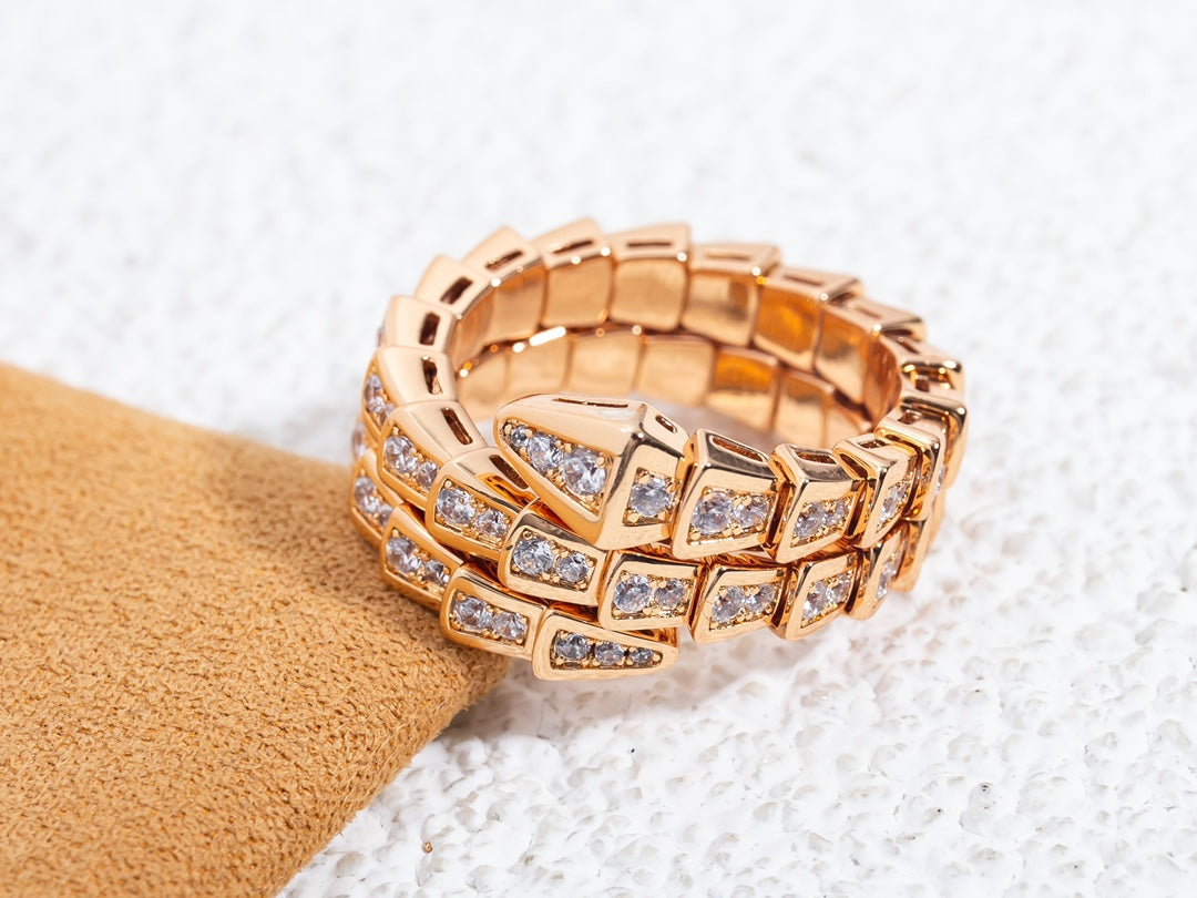 [Violet JW]SERPENTI RING PINK GOLD DIAMOND DOUBLE ROW