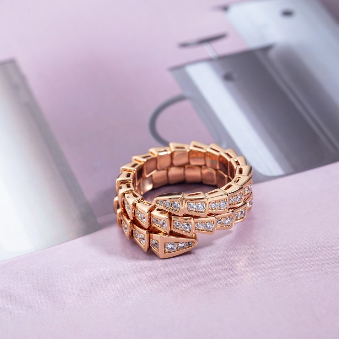 [Violet JW]SERPENTI RING PINK GOLD DIAMOND DOUBLE ROW