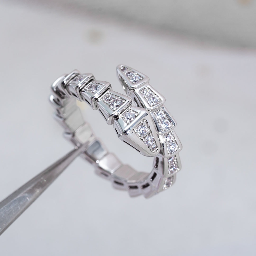 [Violet JW]SERPENTI RING SILVER DIAMOND PAVED 4MM