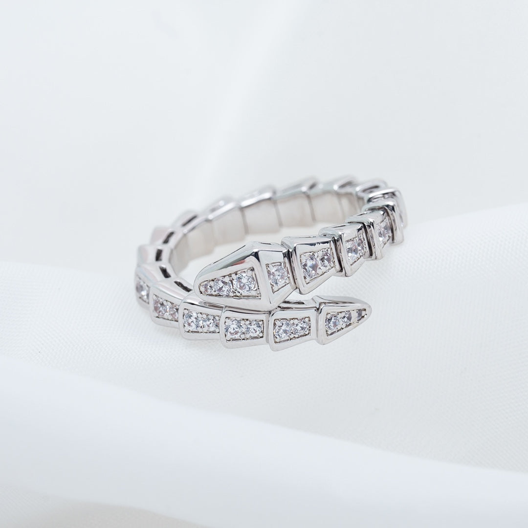 [Violet JW]SERPENTI RING SILVER DIAMOND PAVED 4MM