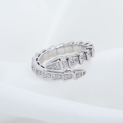 [Violet JW]SERPENTI RING SILVER DIAMOND PAVED 4MM
